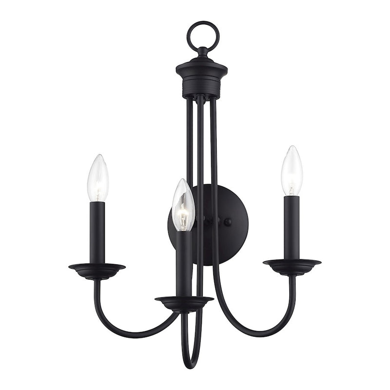 Livex Estate 3Lt Wall Sconce, Black