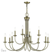 Livex Estate 12Lt Large 2-Tier Chandelier, Antique Brass - 42680-01