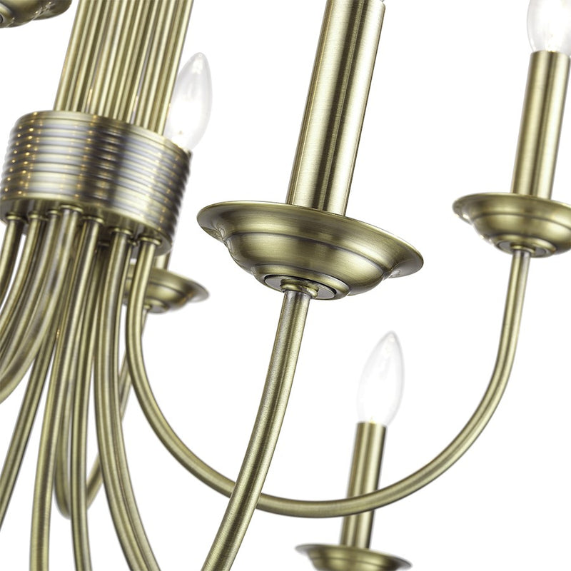 Livex Estate 12Lt Large 2-Tier Chandelier, Antique Brass