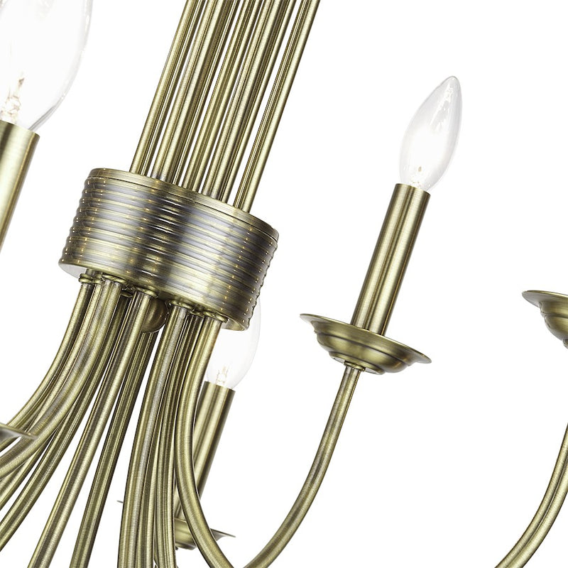 Livex Estate 12Lt Large 2-Tier Chandelier, Antique Brass