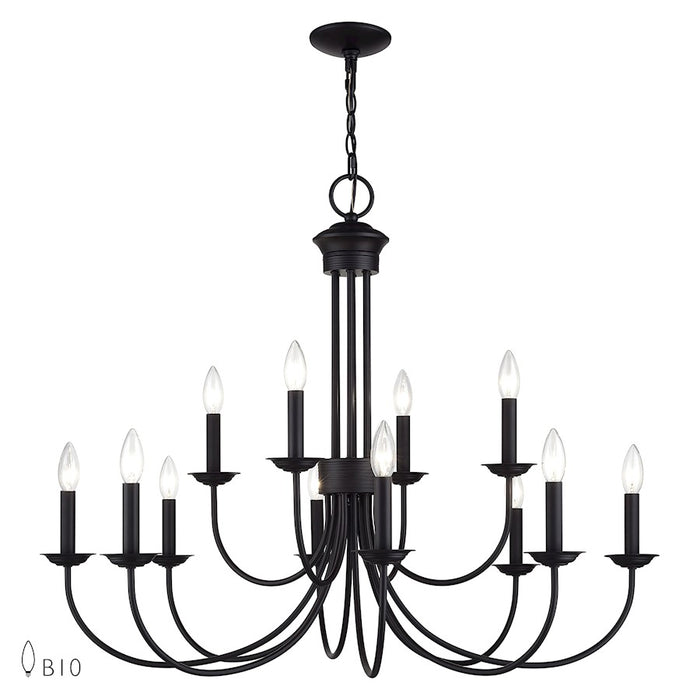 Livex Estate 12Lt Large 2-Tier Chandelier, Black - 42680-04