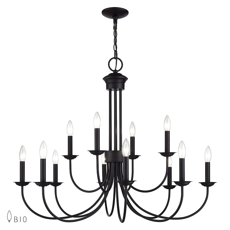 Livex Estate 12Lt Large 2-Tier Chandelier, Black - 42680-04