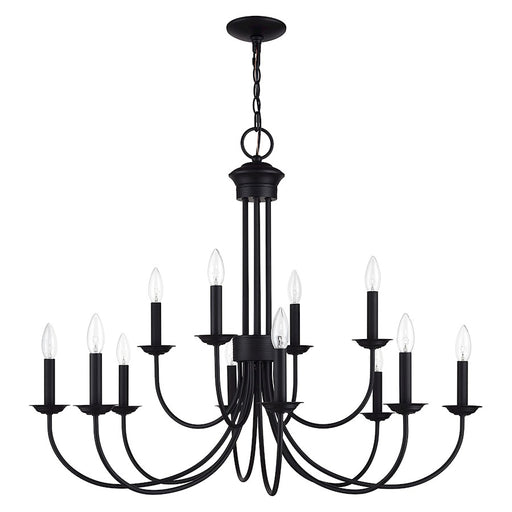 Livex Estate 12Lt Large 2-Tier Chandelier, Black