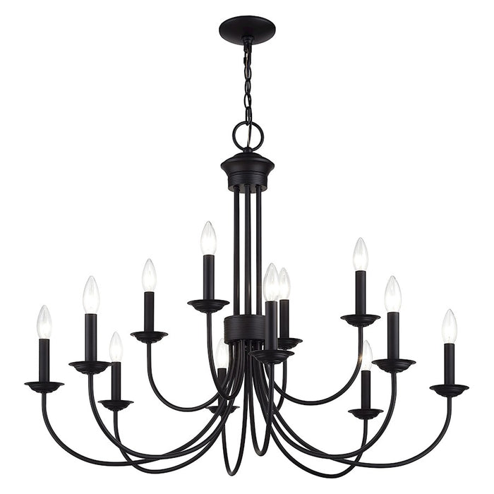 Livex Estate 12Lt Large 2-Tier Chandelier, Black