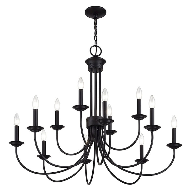 Livex Estate 12Lt Large 2-Tier Chandelier, Black