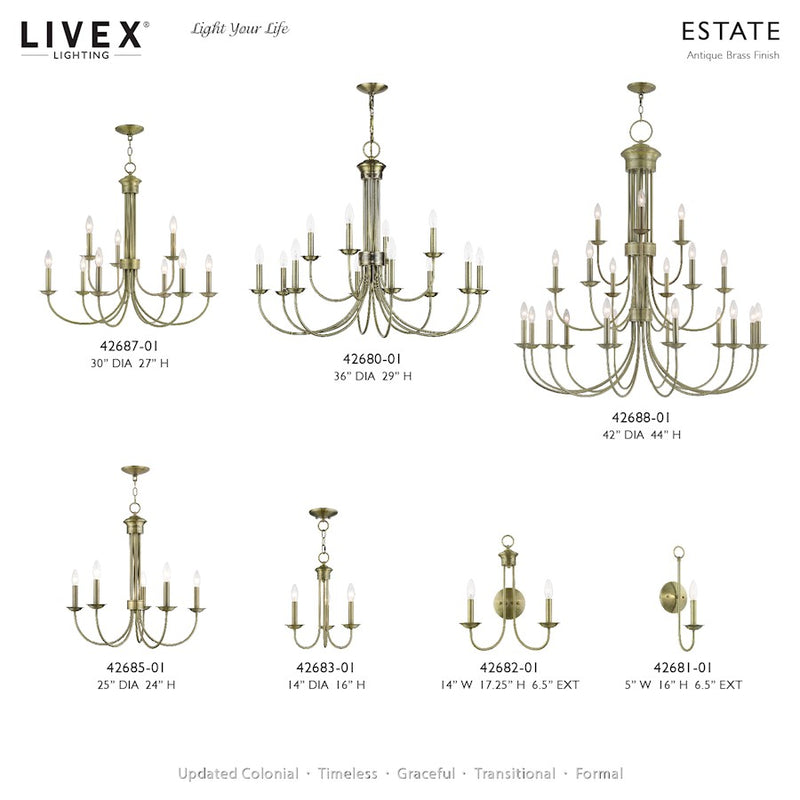 Livex Estate 12Lt Large 2-Tier Chandelier, Black