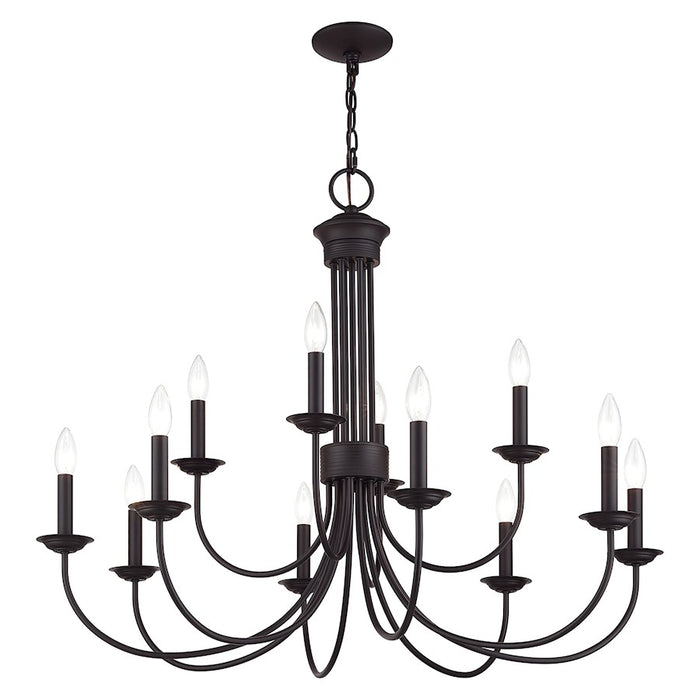 Livex Estate 12Lt Large 2-Tier Chandelier, Bronze