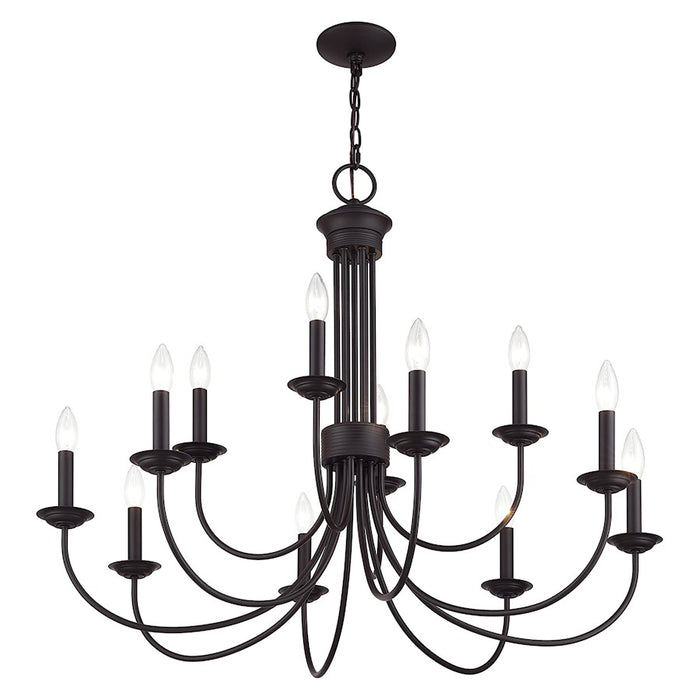 Livex Estate 12Lt Large 2-Tier Chandelier, Bronze