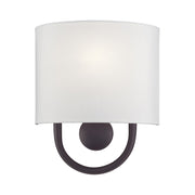 Livex Stratton 1Lt ADA Sconce, Bronze/White/White Fabric - 42891-07