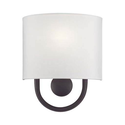 Livex Stratton 1Lt ADA Sconce, Bronze/White/White Fabric - 42891-07