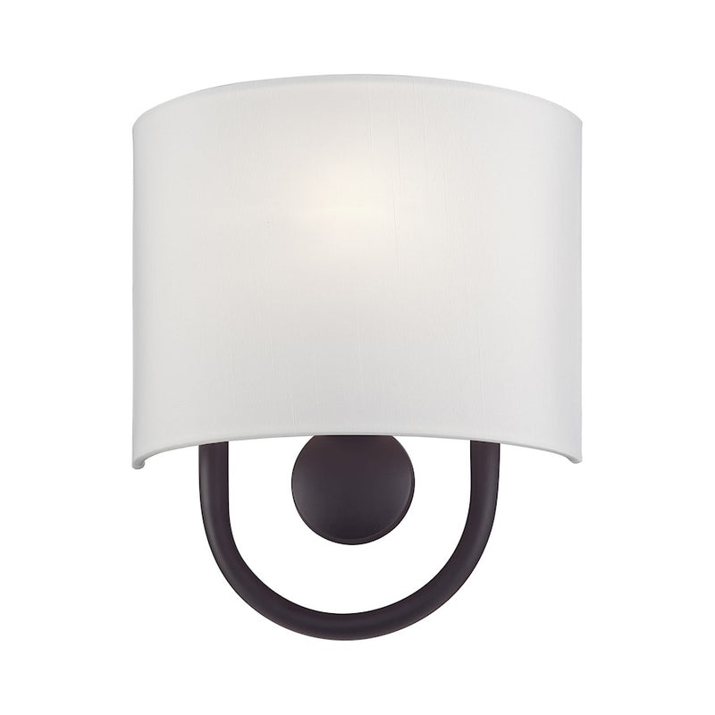 Livex Stratton 1Lt ADA Sconce, Bronze/White/White Fabric