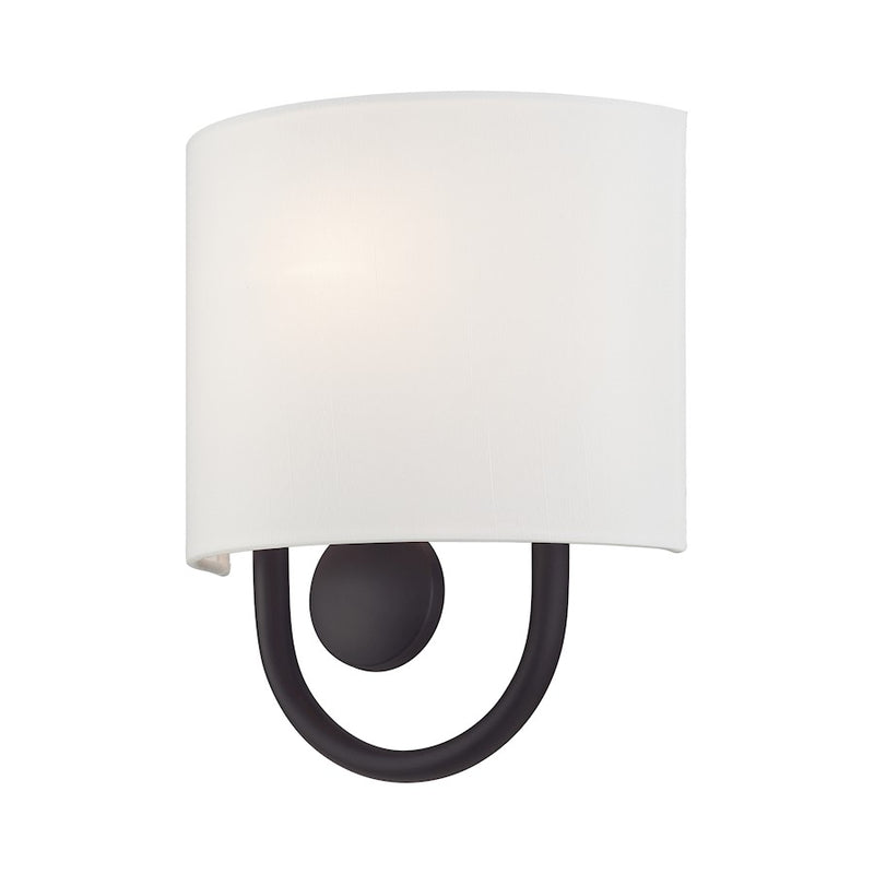 Livex Stratton 1Lt ADA Sconce, Bronze/White/White Fabric