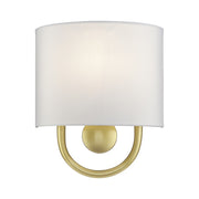 Livex Stratton 1Lt ADA Sconce, Gold/White/White Fabric - 42891-33