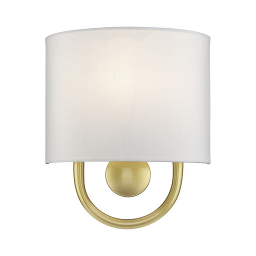 Livex Stratton 1Lt ADA Sconce, Gold/White/White Fabric - 42891-33