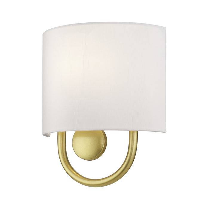 Livex Stratton 1Lt ADA Sconce, Gold/White/White Fabric