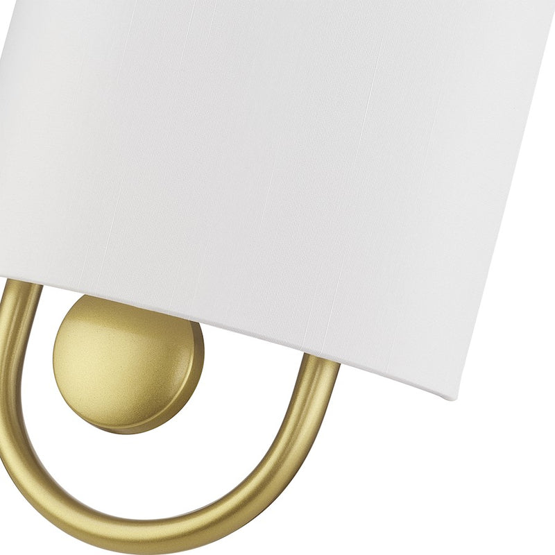 Livex Stratton 1Lt ADA Sconce, Gold/White/White Fabric