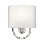 Livex Stratton 1Lt ADA Sconce, Nickel/White/White Fabric - 42891-91