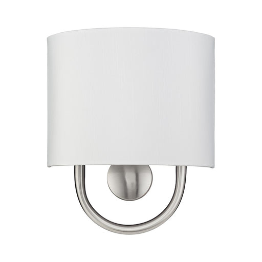 Livex Stratton 1Lt ADA Sconce, Nickel/White/White Fabric