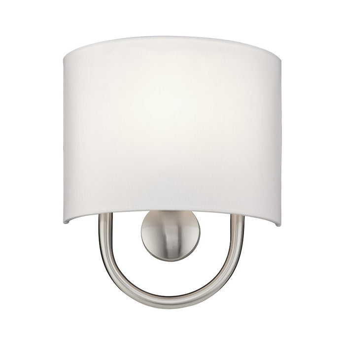 Livex Stratton 1Lt ADA Sconce, Nickel/White/White Fabric