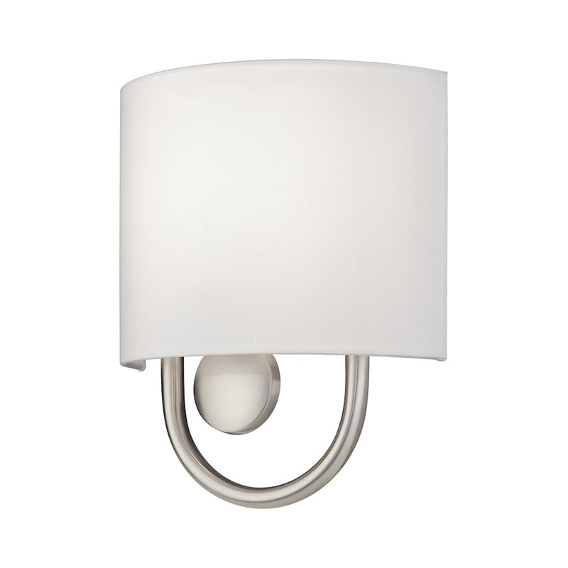 Livex Stratton 1Lt ADA Sconce, Nickel/White/White Fabric