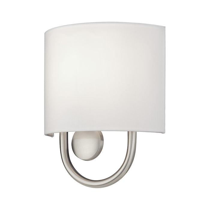 Livex Stratton 1Lt ADA Sconce, Nickel/White/White Fabric