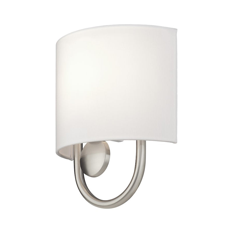Livex Stratton 1Lt ADA Sconce, Nickel/White/White Fabric