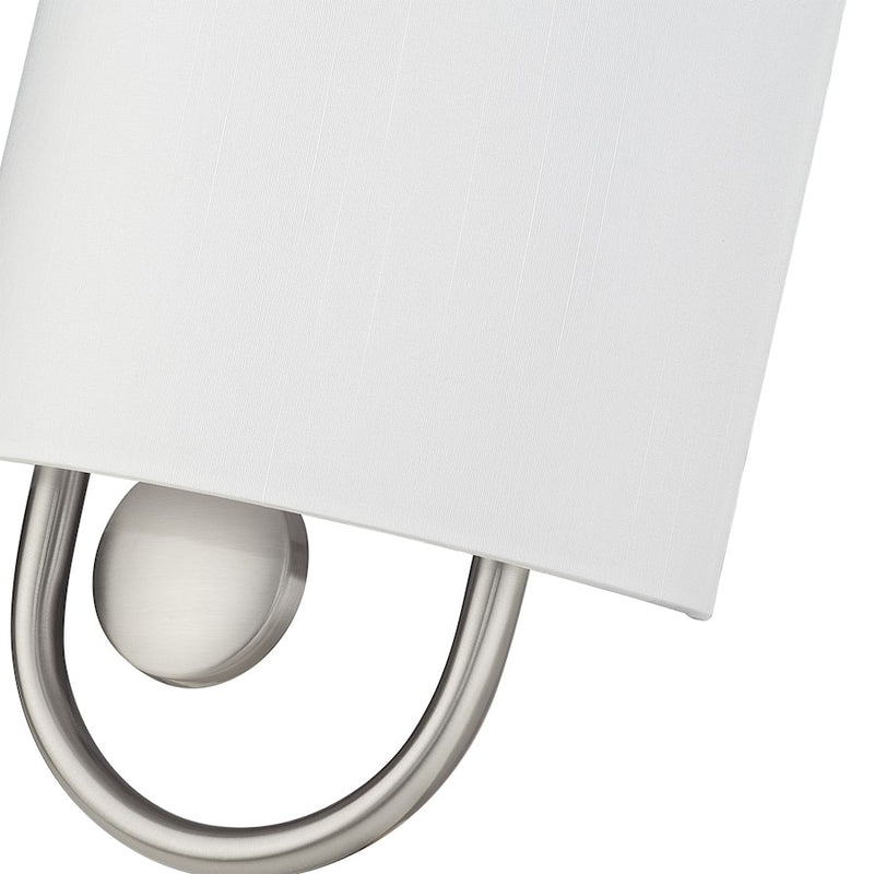 Livex Stratton 1Lt ADA Sconce, Nickel/White/White Fabric