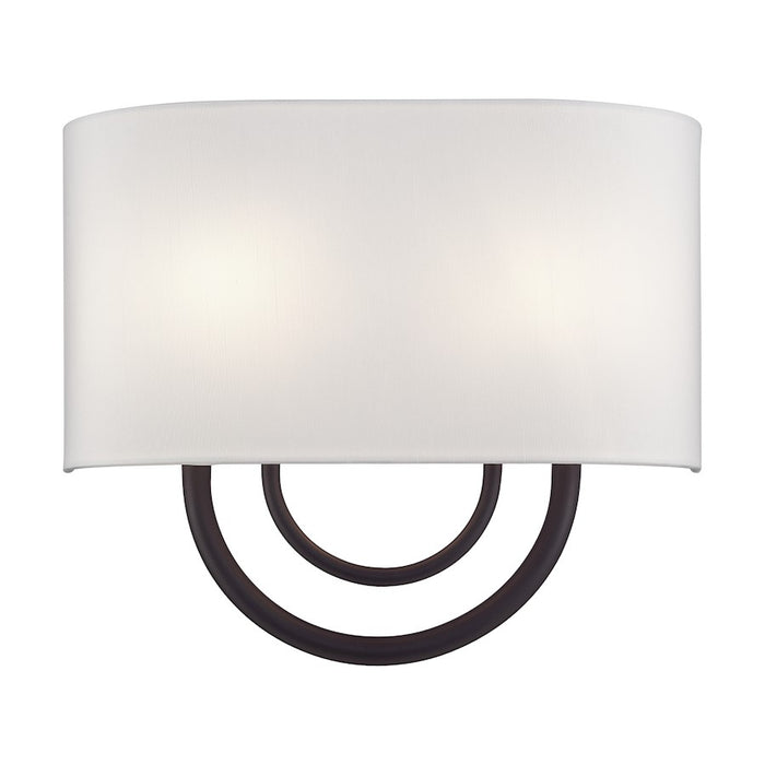 Livex Stratton 2Lt 13" ADA Sconce, Bronze/White/White Fabric - 42892-07