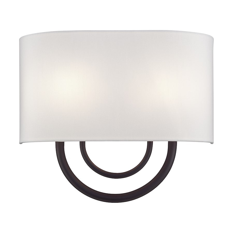 Livex Stratton 2Lt 13" ADA Sconce, Bronze/White/White Fabric - 42892-07