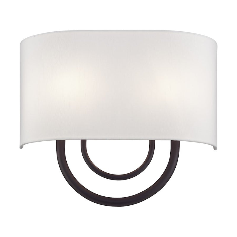Livex Stratton 2Lt 13" ADA Sconce, Bronze/White/White Fabric