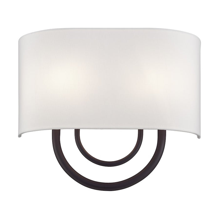 Livex Stratton 2Lt 13" ADA Sconce, Bronze/White/White Fabric
