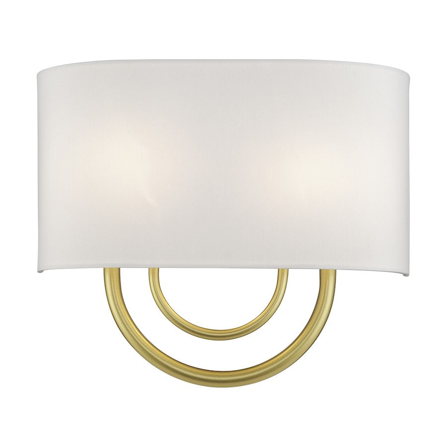 Livex Stratton 2Lt 13" ADA Sconce, Gold/White/White Fabric - 42892-33