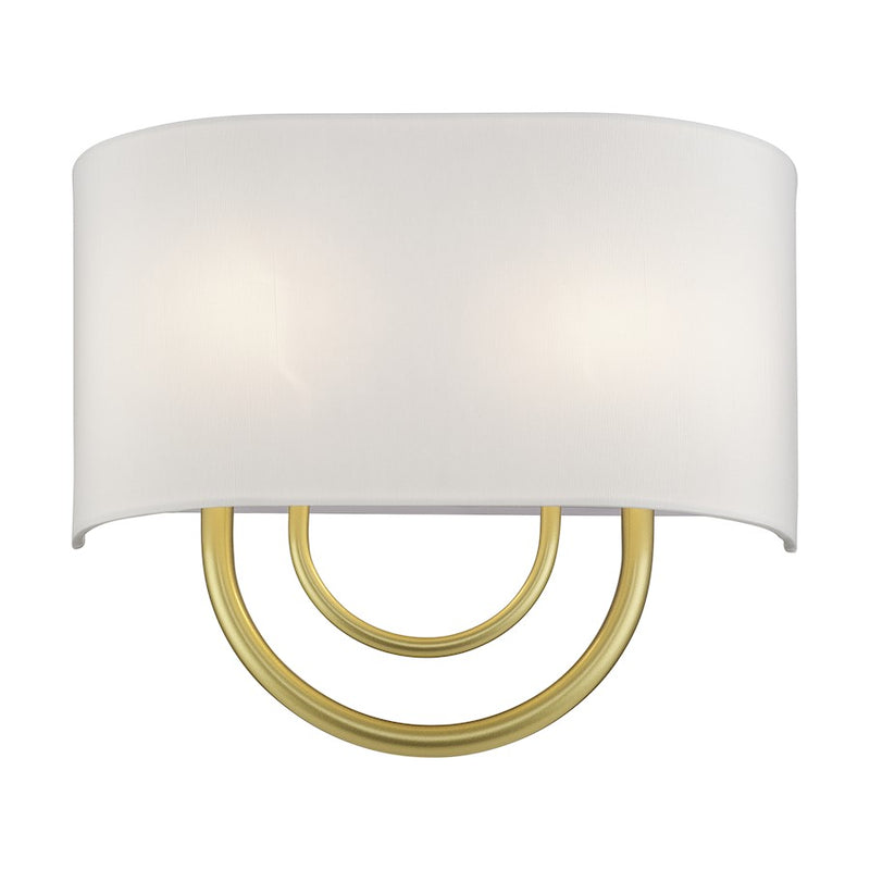 Livex Stratton 2Lt 13" ADA Sconce, Gold/White/White Fabric