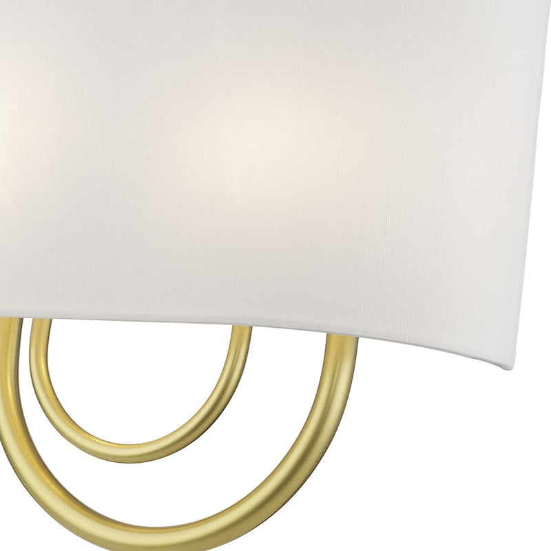 Livex Stratton 2Lt 13" ADA Sconce, Gold/White/White Fabric