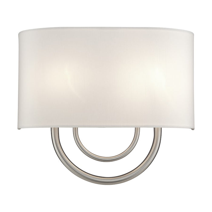 Livex Stratton 2Lt 13" ADA Sconce, Nickel/White/White Fabric - 42892-91