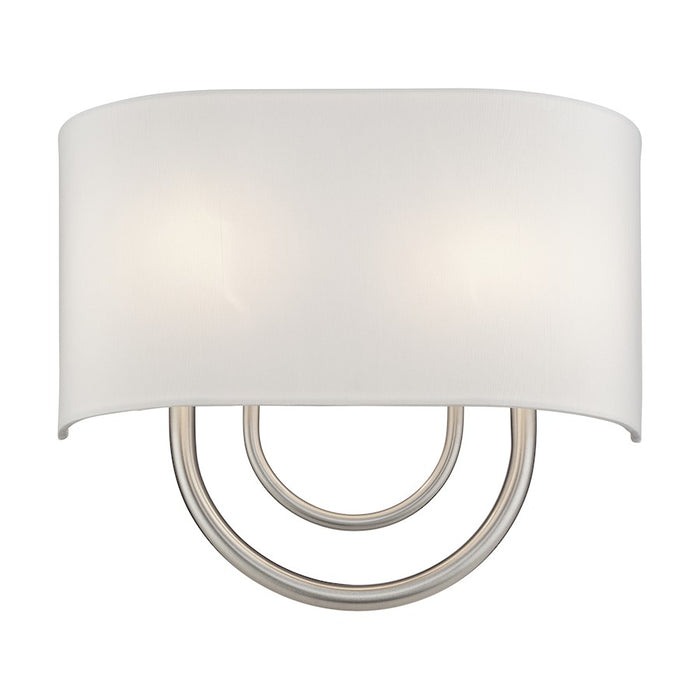 Livex Stratton 2Lt 13" ADA Sconce, Nickel/White/White Fabric