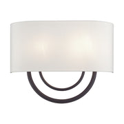 Livex Stratton 2Lt 15" ADA Sconce, Bronze/White/White Fabric - 42893-07