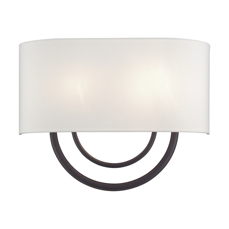 Livex Stratton 2Lt 15" ADA Sconce, Bronze/White/White Fabric - 42893-07