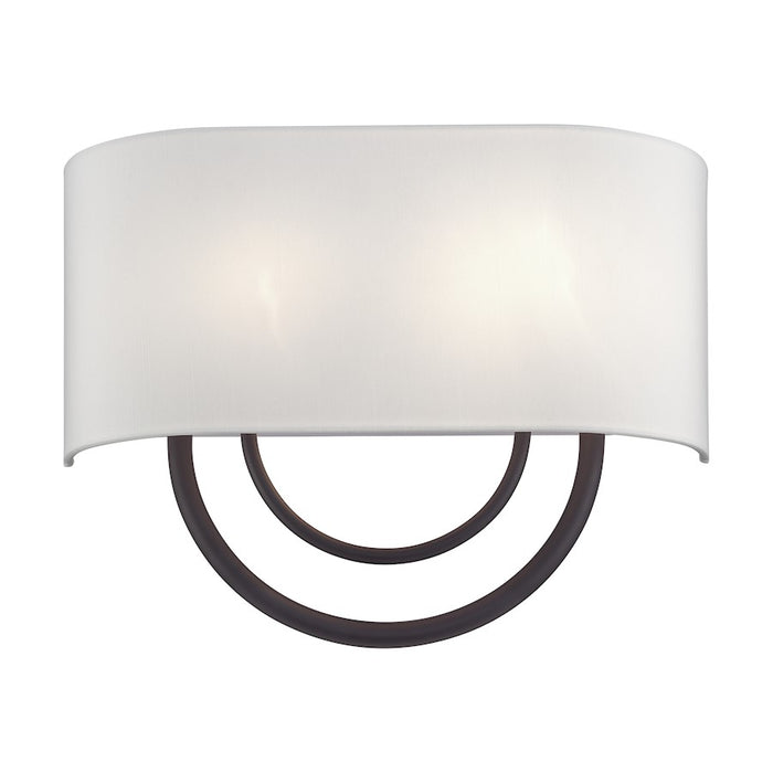 Livex Stratton 2Lt 15" ADA Sconce, Bronze/White/White Fabric