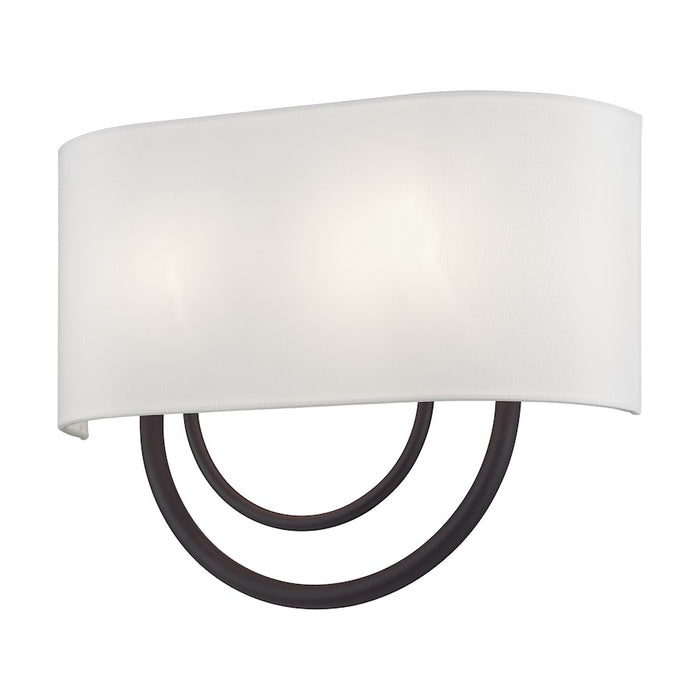 Livex Stratton 2Lt 15" ADA Sconce, Bronze/White/White Fabric