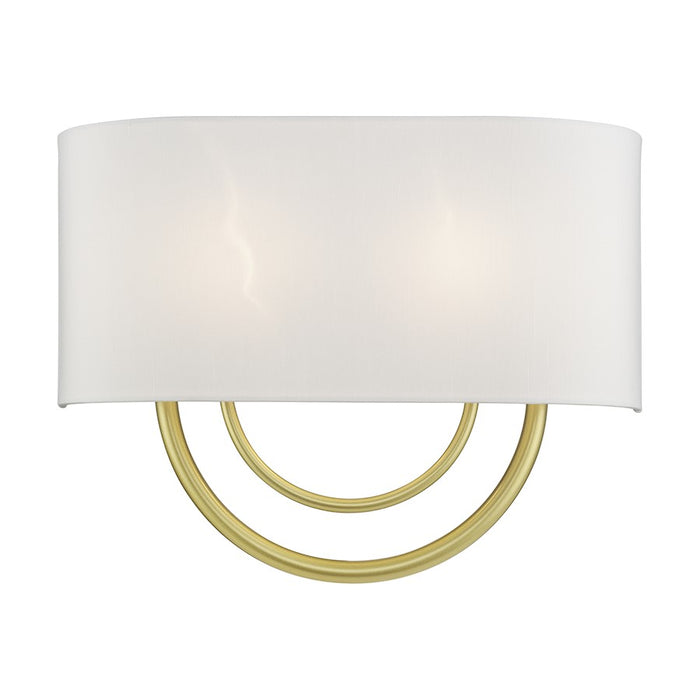 Livex Stratton 2Lt 15" ADA Sconce, Gold/White/White Fabric - 42893-33