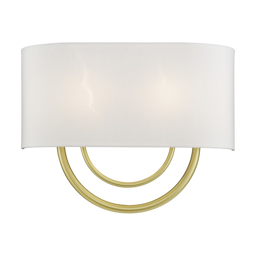Livex Stratton 2Lt 15" ADA Sconce, Gold/White/White Fabric - 42893-33