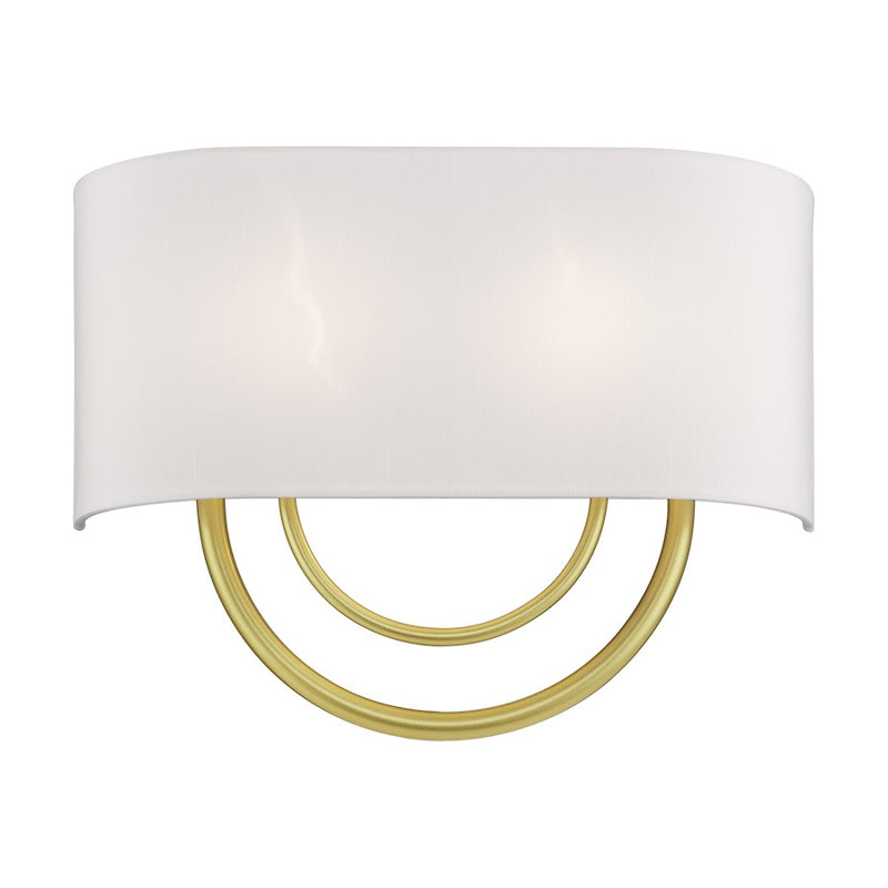 Livex Stratton 2Lt 15" ADA Sconce, Gold/White/White Fabric