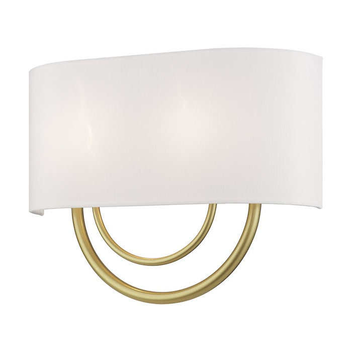 Livex Stratton 2Lt 15" ADA Sconce, Gold/White/White Fabric