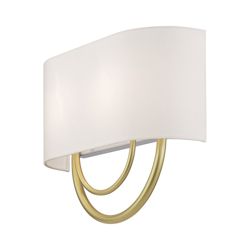 Livex Stratton 2Lt 15" ADA Sconce, Gold/White/White Fabric