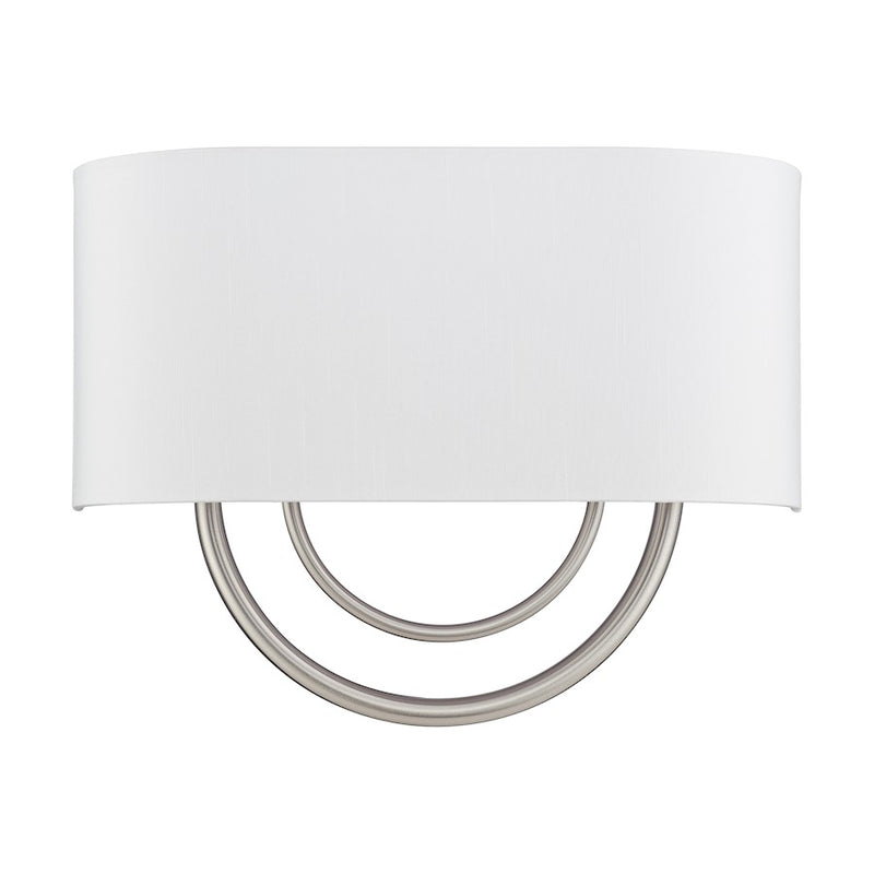 Livex Stratton 2Lt 15" ADA Sconce, Nickel/White/White Fabric