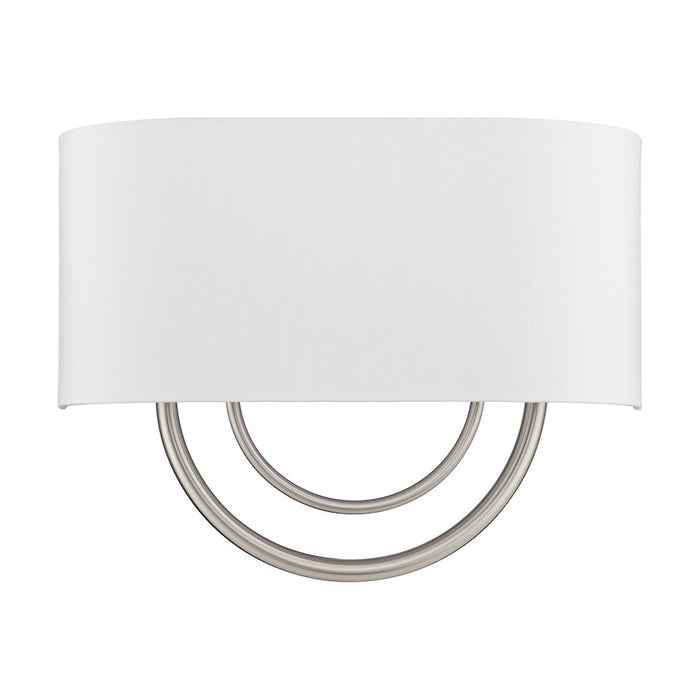 Livex Stratton 2Lt 15" ADA Sconce, Nickel/White/White Fabric
