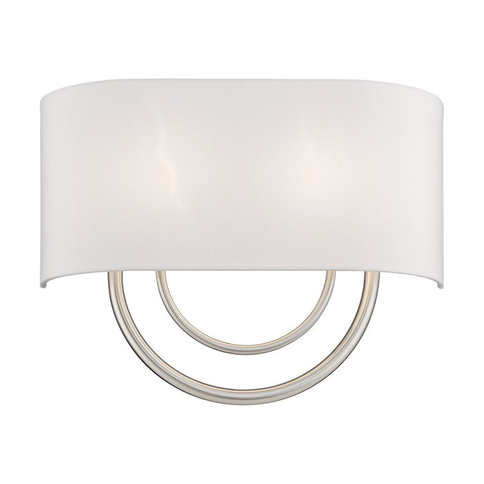 Livex Stratton 2Lt 15" ADA Sconce, Nickel/White/White Fabric