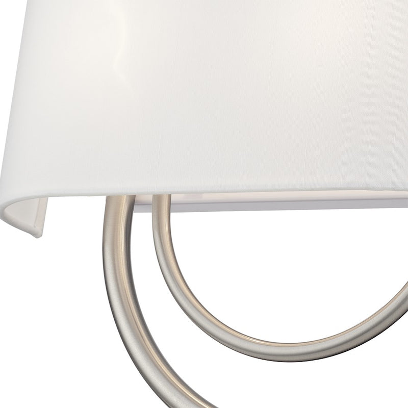 Livex Stratton 2Lt 15" ADA Sconce, Nickel/White/White Fabric