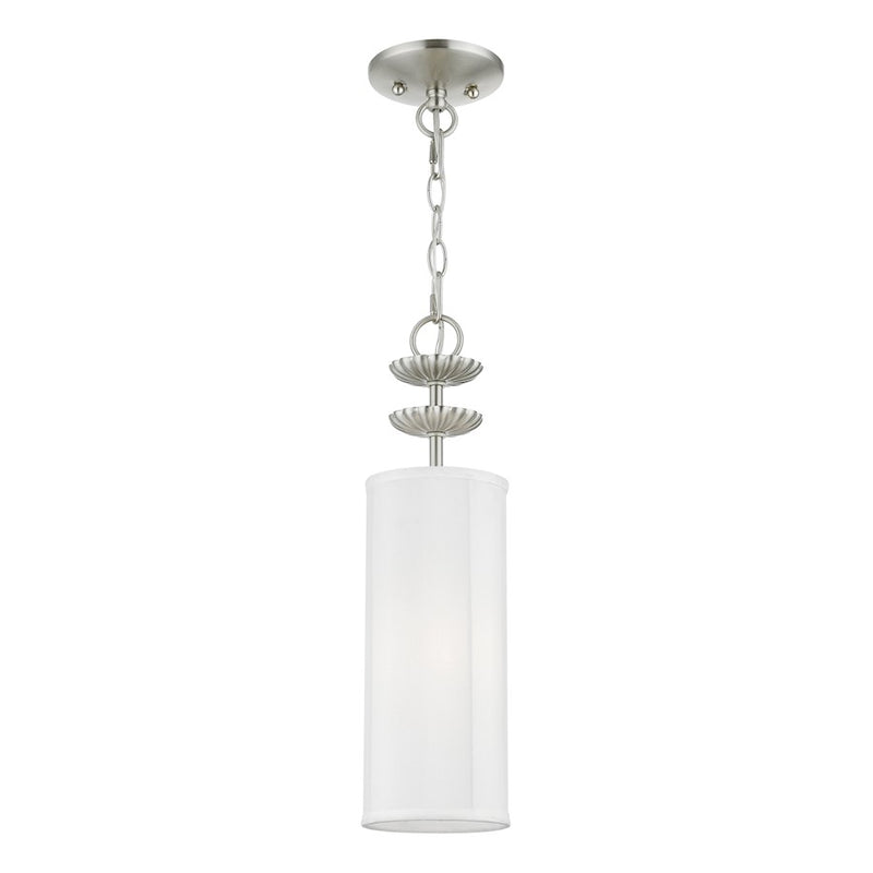 Livex Brookdale 1 Light Mini Pendant, Off-White/White Inside